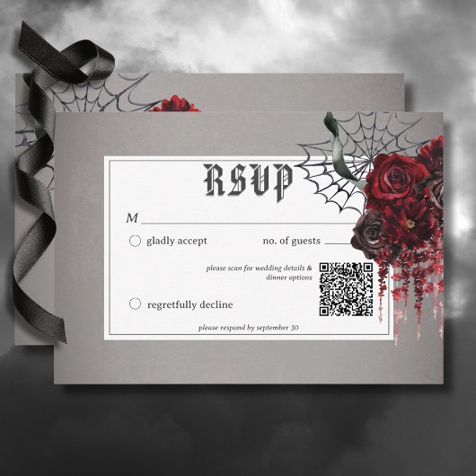 QR-Code für Hochzeiten von Liebe und Knochen RSVP Karte
