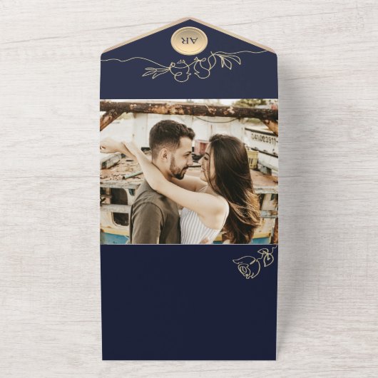 QR-Code für Hochzeiten von Navy Blue All In One Einladung (Außenbereich)