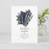 QR-Code für Hochzeiten von Navy Blue Floral Einladung (Stehend Vorderseite)