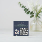 QR-Code für Hochzeiten von Navy Blush and Sage Flo Begleitkarte (Stehend Vorderseite)