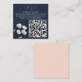 QR-Code für Hochzeiten von Navy Blush and Sage Flo Begleitkarte (Vorne/Hinten)