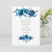 QR-Code für Hochzeiten von Navy und White Watercol Einladung (Stehend Vorderseite)