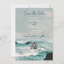QR-Code für Hochzeiten von Wasserfarben-Ocean-Mono Save The Date
