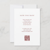 QR-Code für Hochzeiten von weißem und dunklem Foto Save The Date (Rückseite)