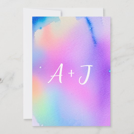 QR-Code für Hochzeitmonographie Rosa Holografisch Einladung (Rückseite)