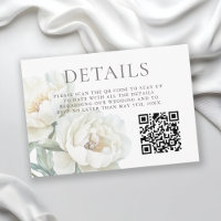 QR-Code für Hochzeitsdetails Weiße Pfingstrosen
