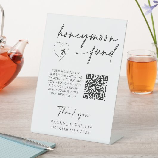 QR-Code für Hochzeitsempfehlung für Honeymoon Fund Sockelschild (In Situ)
