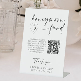 QR-Code für Hochzeitsempfehlung für Honeymoon Fund Sockelschild