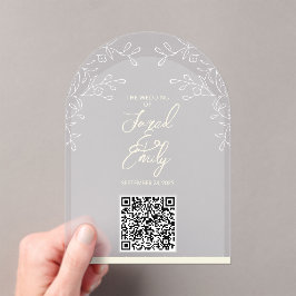 QR-Code für Hochzeitsfeiern im Blumengestein Acryleinladungen