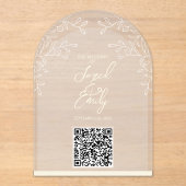 QR-Code für Hochzeitsfeiern im Blumengestein Acryleinladungen (Vorderseite)