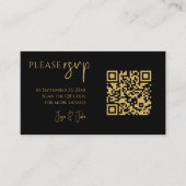 QR-Code für Hochzeitsfeiern in Schwarz-Gold-Marmor Begleitkarte (Vorderseite)