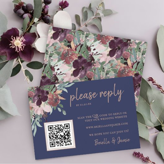 QR-Code für Hochzeitsflora-Blütenpflaume RSVP Karte