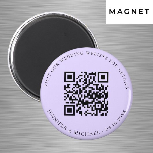 QR-Code für Hochzeitsseiten uAwg violett Magnet