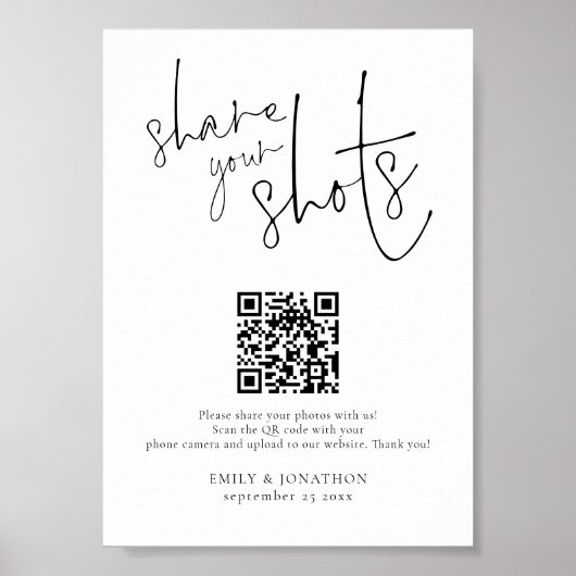 QR-Code für Hochzeitsskripte Foto teilen Ihre Aufn Poster (Vorne)