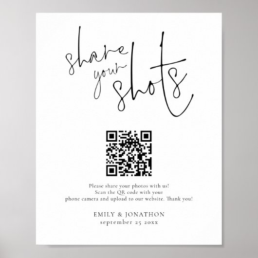 QR-Code für Hochzeitsskripte Foto teilen Ihre Aufn Poster (Vorne)