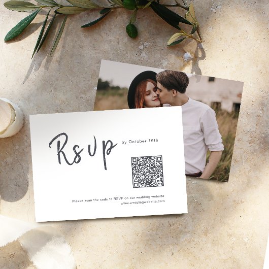 QR-Code für Hochzeitsskripte in Schwarzweiß RSVP Karte