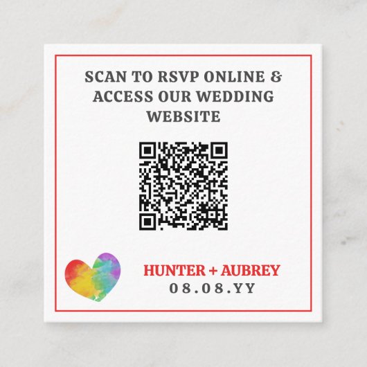 QR-Code für Hochzeitsszeiten Begleitkarte (Vorderseite)