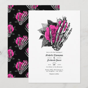 QR-Code für Hochzeitsszenarien (Hot-Pink, Floral G Einladung
