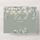 QR-Code für Hochzeitsszenierungen mit grünen Blume All In One Einladung (Rückseite)