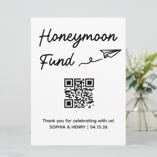 QR-Code für Hochzeitszeichen für Minimalistische F (Stehend Vorderseite)