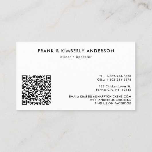 QR-Code für Hühnerzuchteier Visitenkarte (Rückseite)