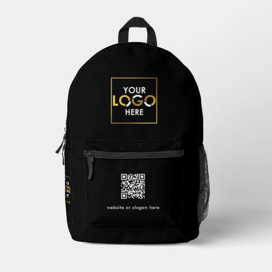 QR-Code für Ihr Logo - Werbe-Black Bedruckter Rucksack (Vorderseite)