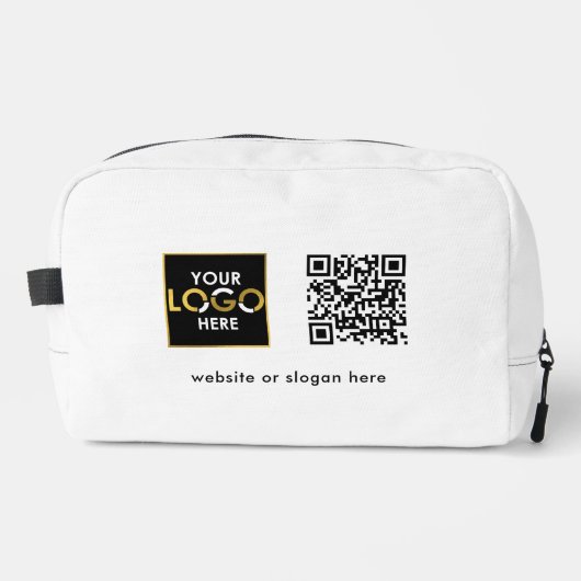 QR-Code für Ihr Logo - Werbeweiße Texte Waschbeutel (Vorderseite)