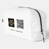 QR-Code für Ihr Logo - Werbeweiße Texte Waschbeutel (Rechte Ecke)