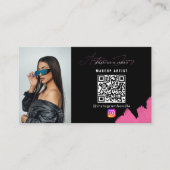 QR-Code für Influencer Black & Pink Social Media Visitenkarte (Vorderseite)