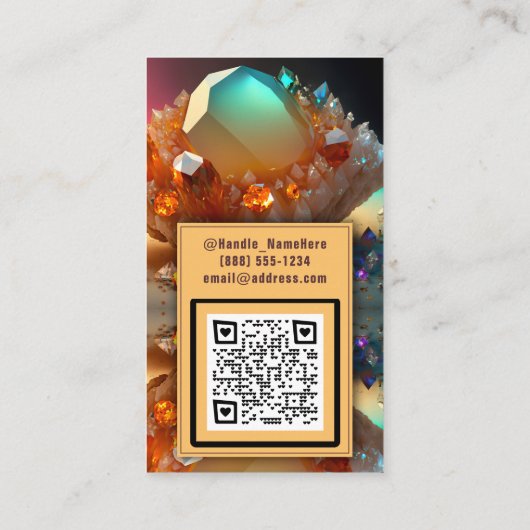 QR-Code für Iridescent Burst Abstrakt Citrine Visitenkarte (Rückseite)