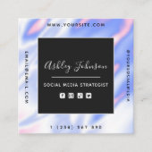 QR-Code für Iridescent Holograph Gradient Social M Quadratische Visitenkarte (Vorderseite)