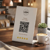 QR-Code für Kaffeeshop-Bewertungen Sockelschild