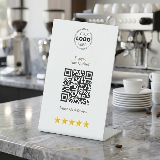 QR-Code für Kaffeeshop-Bewertungen Sockelschild