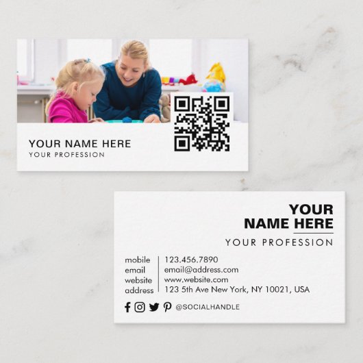 QR-Code für Kinderarbeitstherapeuten Visitenkarte (Vorne/Hinten)