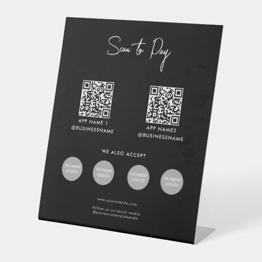 QR-Code für kontaktlose Zahlungen von Unternehmen  Sockelschild (Vorderseite)