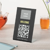 QR-Code für kontaktloses Scannermenü-Logo Schwarz Sockelschild (In SItu)