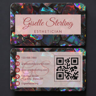 QR-Code für Kosmetikerin Opal Black Visitenkarte