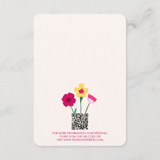 QR Code für kühne und helle Fuchsia Pink Floral We Begleitkarte (Rückseite)