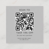 QR-Code für kundenspezifisches Graues Business-Log Rabattkarte (Rückseite)