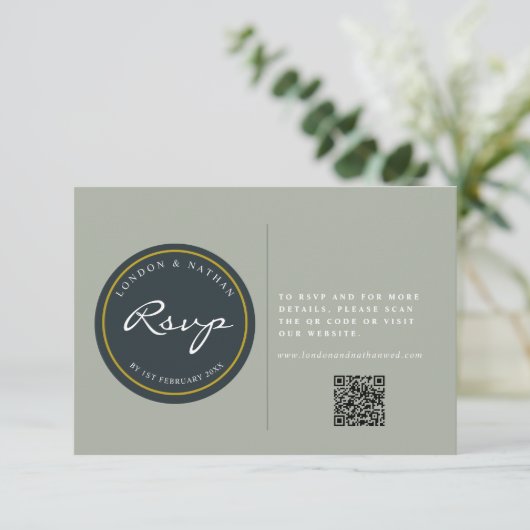 QR-Code für lebendige Botanische Blumenhochzeit RSVP Karte (Stehend Vorderseite)
