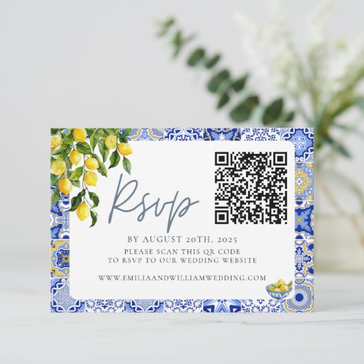QR-Code für Lemon Wedding RSVP Karte (Stehend Vorderseite)