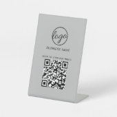 QR-Code für Light Gray Business Logo Restaurant Sockelschild (Vorderseite)