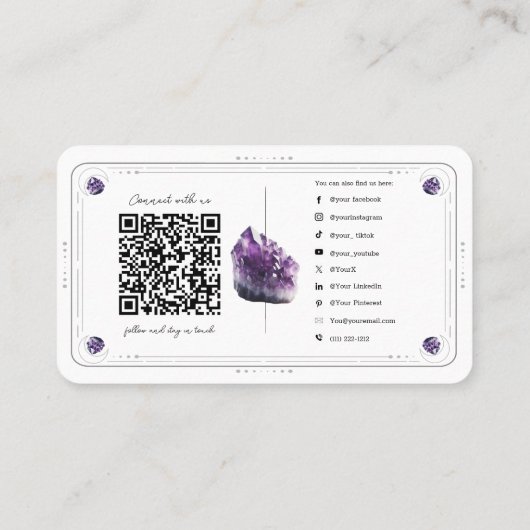 QR-Code für Lila Crystal Social Media Visitenkarte (Rückseite)