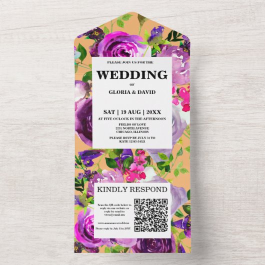 QR-Code für Lila Flora All In One Einladung (Innen)