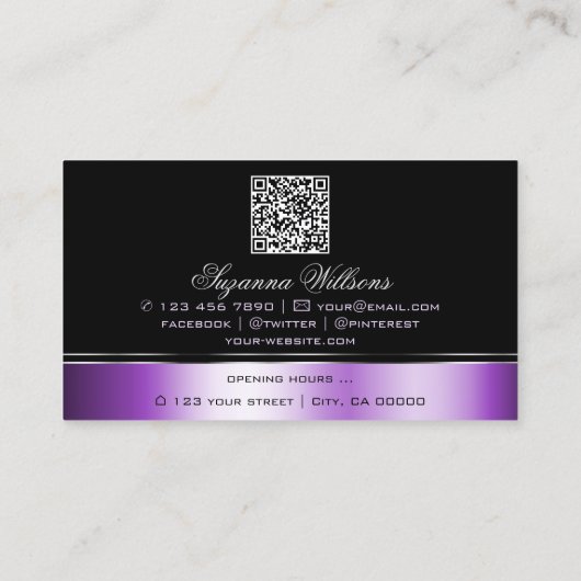 QR-Code für Lila schwarze Linien Visitenkarte (Rückseite)