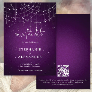 QR-Code für lila String-Lichter Save the Date