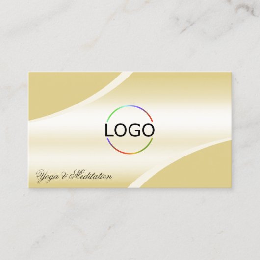 QR-Code für luxuriöse beige Cream Curved Decozeile Visitenkarte (Vorderseite)