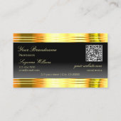 QR-Code für luxuriöse Black Ombre Gold Borders Visitenkarte (Rückseite)