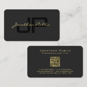 QR-Code für Luxus Handgeschriebenes Gold-Text-Name Visitenkarte