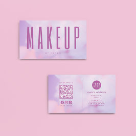 QR-Code für Makeup-Künstler und Lila Logo-Holograf Visitenkarte